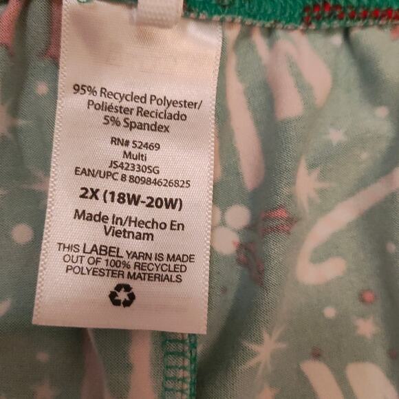 Joyspun 2X Women’s Holiday Christmas Pajama Sleep Set Green Red Jersey - Picture 3 of 10